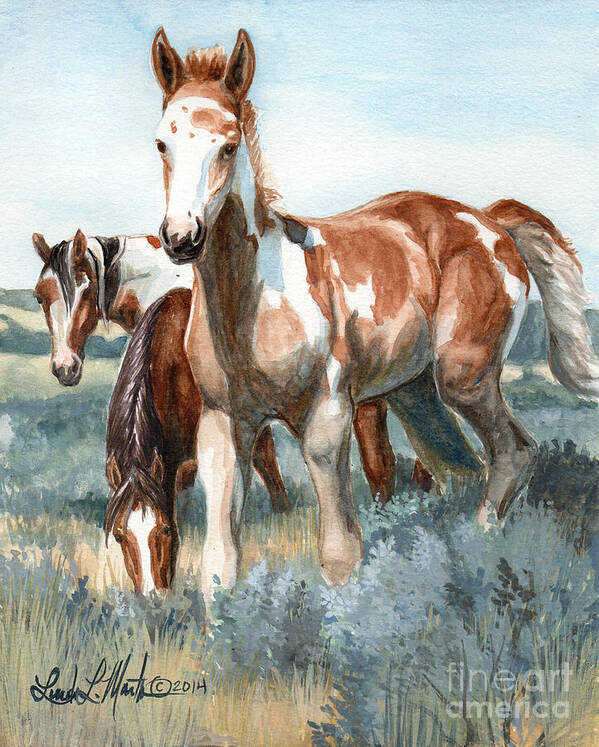 Wild Horses Poster featuring the painting Van Gogh of Sand Wash Basin Colorado by Linda L Martin