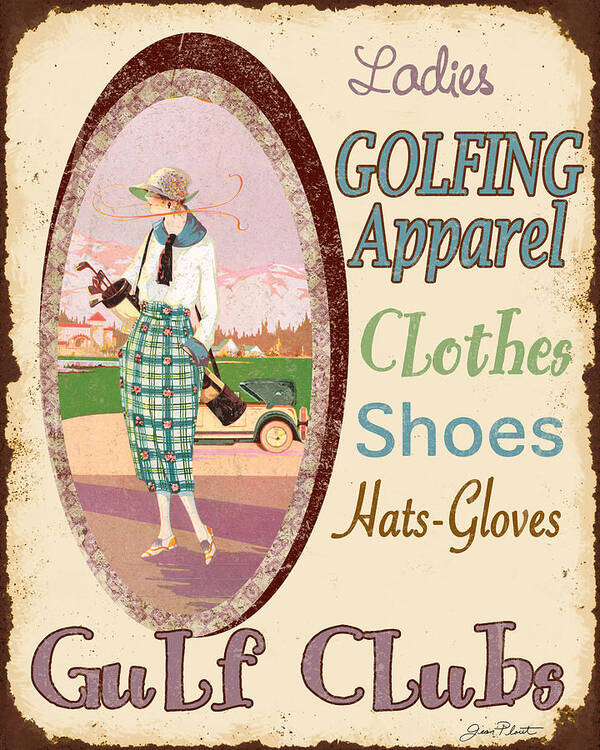 Jean Plout Poster featuring the digital art Vintage Ladies Golf by Jean Plout