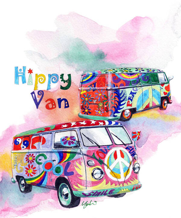 Vw T1 Poster featuring the painting VW Bus by Yoshiharu Miyakawa