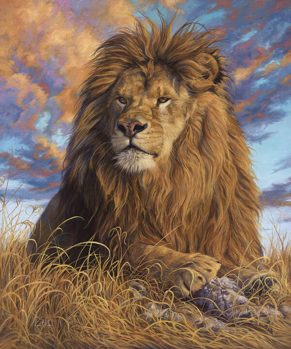 Lion Poster featuring the painting Watchful Eyes by Lucie Bilodeau