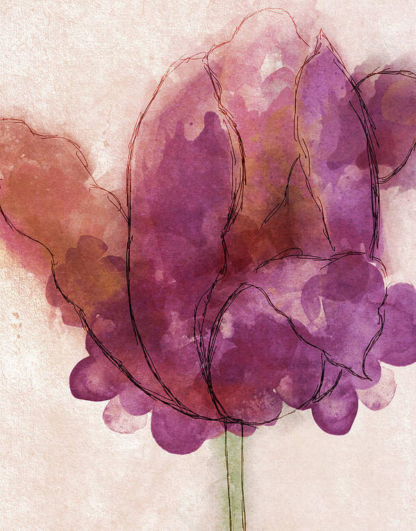 Watercolor Poster featuring the digital art Watercolor Plum Tulip by South Social Studio