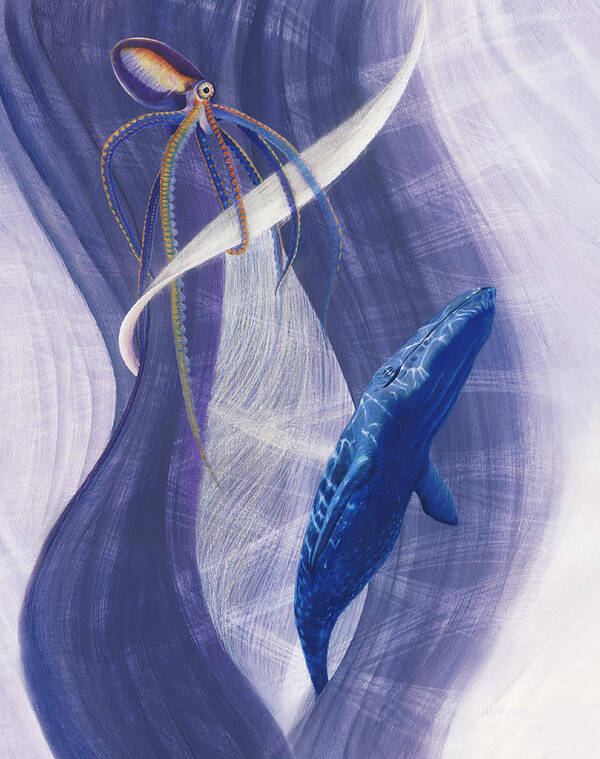Wildlife Poster featuring the drawing Whale's Calling Song by Robin Aisha Landsong