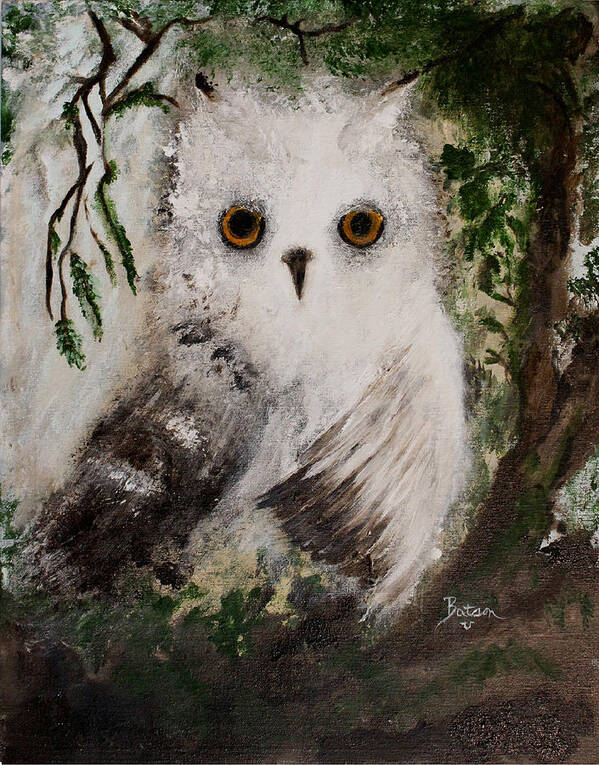 Snow Poster featuring the painting Whisper the Snowy Owl by Barbie Batson