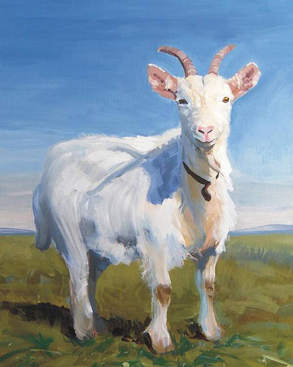 Goats Poster featuring the painting White Goat by Mike Jory