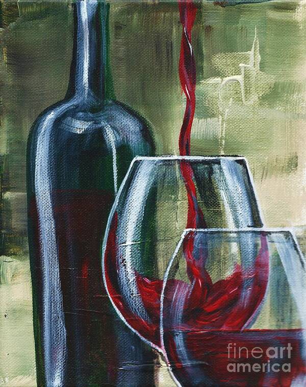 Two Wine Glasses Poster featuring the painting Wine for two by Lisa Owen
