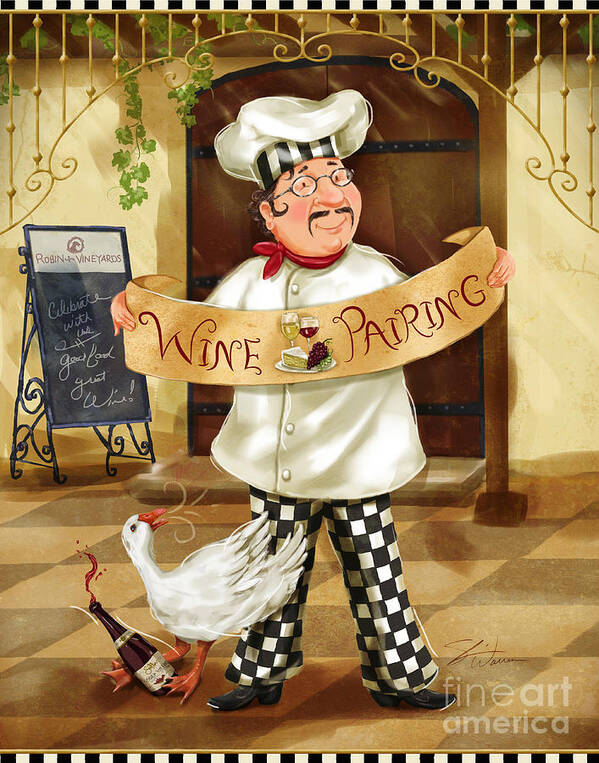 Chef Poster featuring the mixed media Wine Pairing Chef by Shari Warren