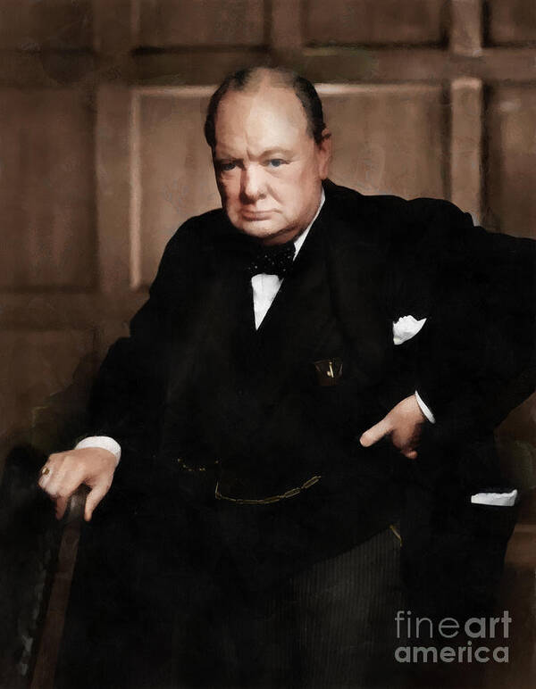 Winston Churchill Poster featuring the painting Winston Churchill by Vincent Monozlay