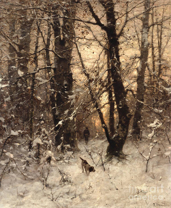 Winter Poster featuring the painting Winter Twilight by Ludwig Munthe