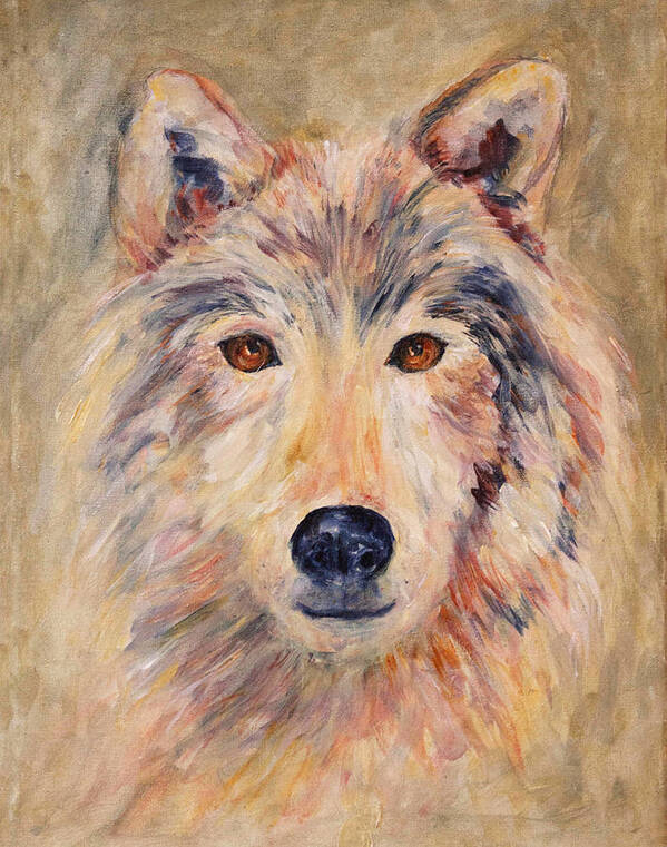 Wolf Poster featuring the painting Wolf by Sally Quillin
