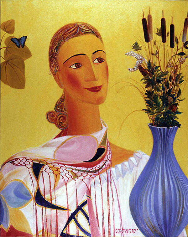 Woman With Shawl Poster featuring the painting Woman with shawl by Israel Tsvaygenbaum