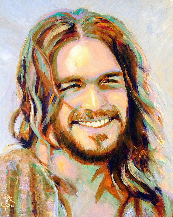 Smiling Jesus Poster featuring the painting Yeshua by Steve Gamba