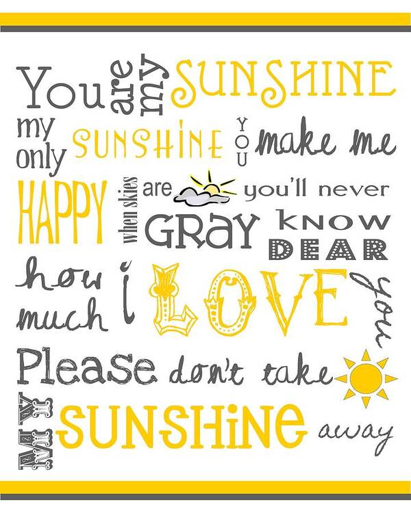 Baby Poster featuring the digital art You Are My Sunshine Poster by Jaime Friedman