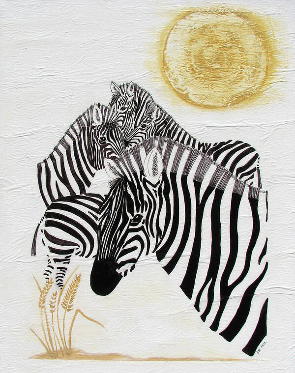 Zebra Poster featuring the painting Zebra Quintet by Stephanie Grant