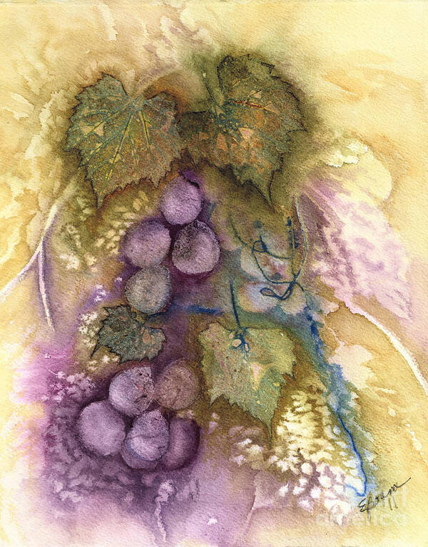 Grapes Poster featuring the painting Grapes Quinacridone Gold #1 by Elise Boam