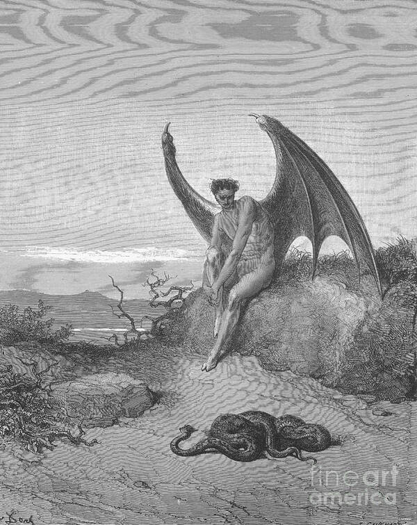 History Poster featuring the photograph Satan Finding Serpent, By Dore #1 by Photo Researchers