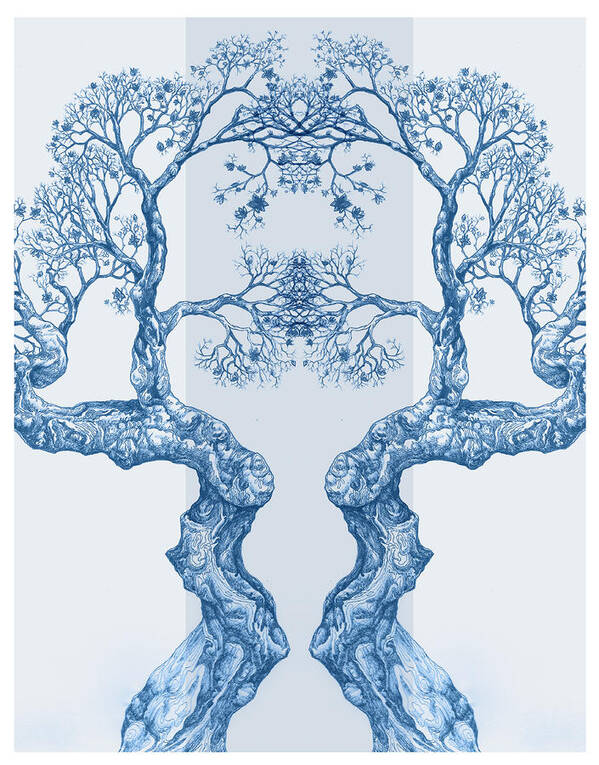Digital Art Digital Art Poster featuring the digital art Tree 14 Blue 6 #2 by Brian Kirchner