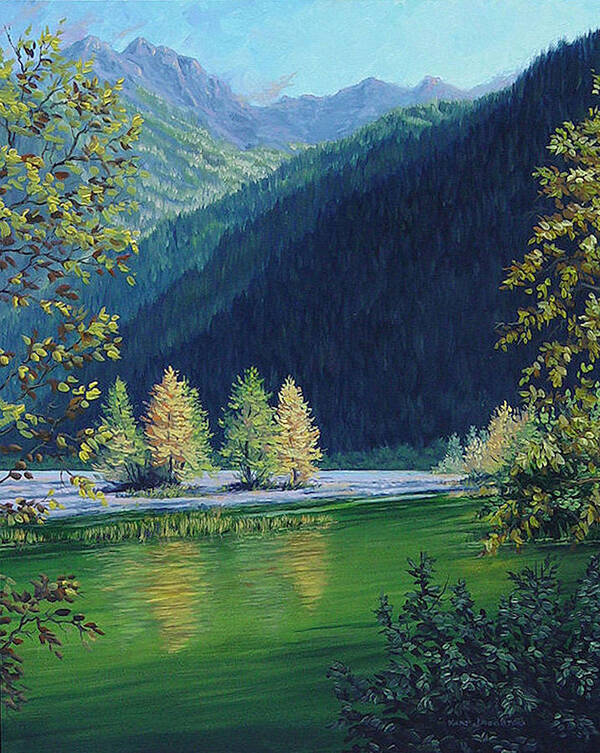 Landscape Poster featuring the painting Autumn Knik River by Kurt Jacobson