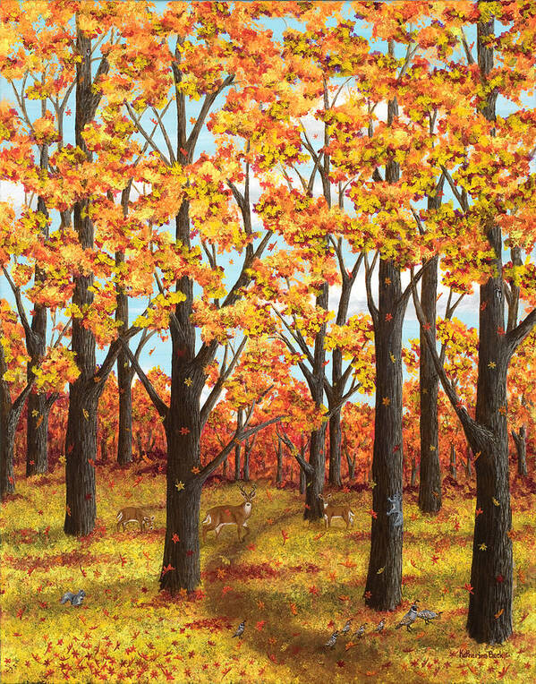 Print Poster featuring the painting Autumn Meadow by Katherine Young-Beck