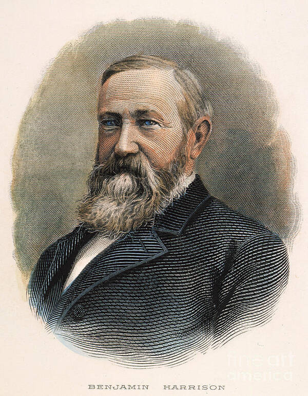 19th Century Poster featuring the photograph B. Harrison (1833-1901) by Granger