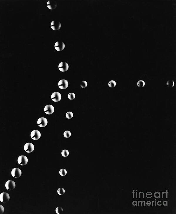 Motion Poster featuring the photograph Balls In Motion Colliding by Berenice Abbott