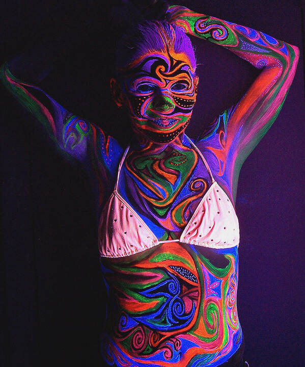 Blacklight Bodypaint Swimsuit Body Paint On Girl Poster by Hilary Leigh -  Fine Art America