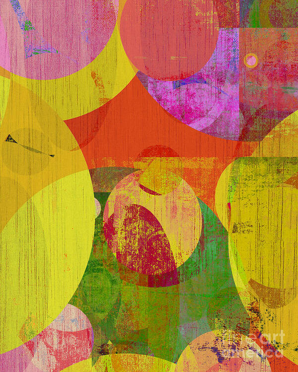 Abstract Art Poster featuring the mixed media bubblicious VI by Ricki Mountain