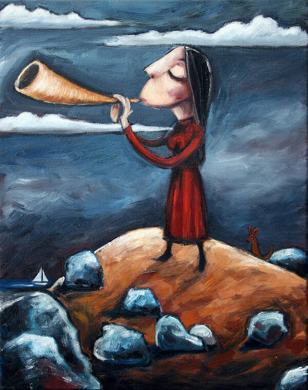 Horn Poster featuring the painting Calling by Leanne Wilkes
