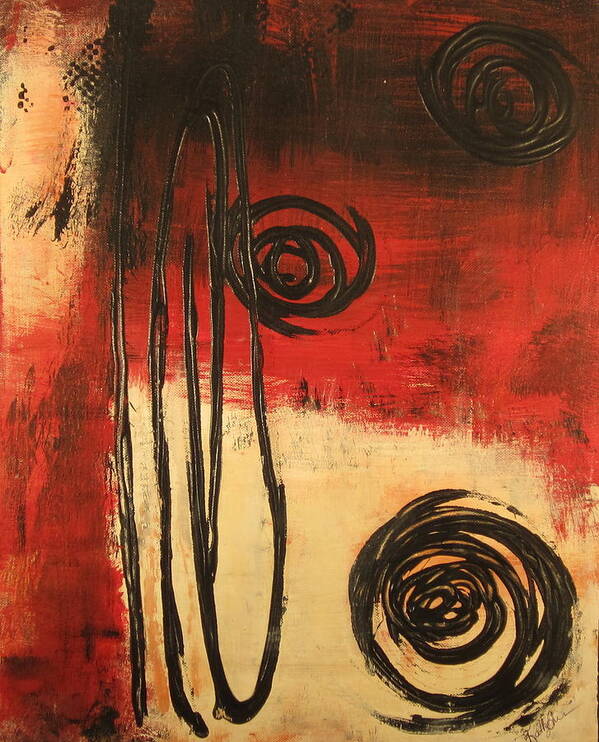 Abstract Poster featuring the painting Dynamic Red 1 by Kathy Sheeran