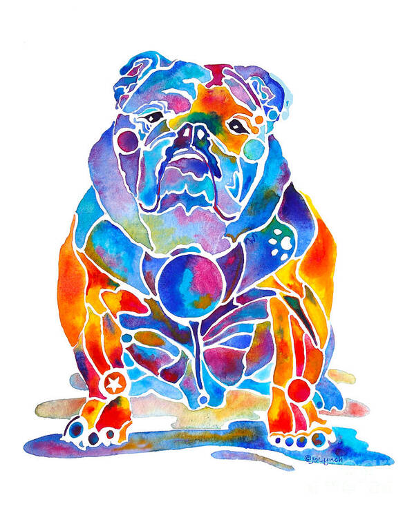 English Bulldog Poster featuring the painting English Bulldog Whimsical Colors by Jo Lynch