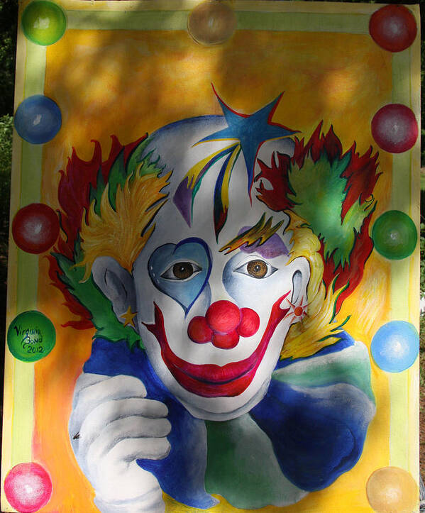 Bright Cheerful Colors . Vibrannt Poster featuring the painting Everybody Loves A Clown by Virginia Bond