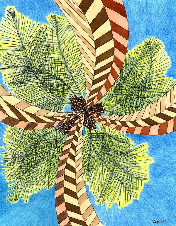 Palm Poster featuring the drawing Four Palms by Lesa Weller