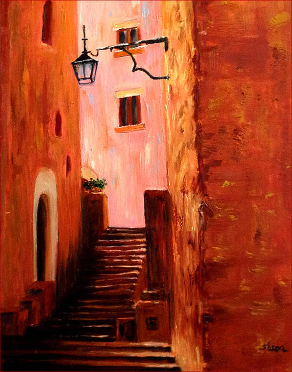 Italian Painting Poster featuring the painting Italian Alley by Suzzanna Frank
