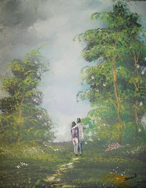 Art Poster featuring the painting Love Walk in the woods by Raymond Doward