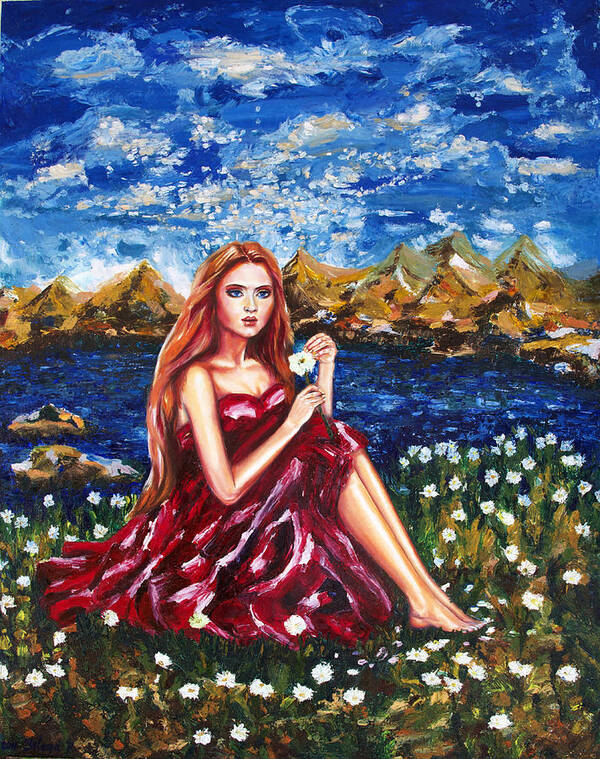 Girl Poster featuring the painting Lucky Fortune Flowers by Yelena Rubin