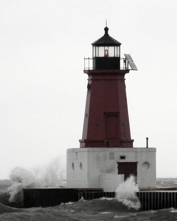 Muted Poster featuring the photograph Muted Menominee Lighthouse by Mark J Seefeldt