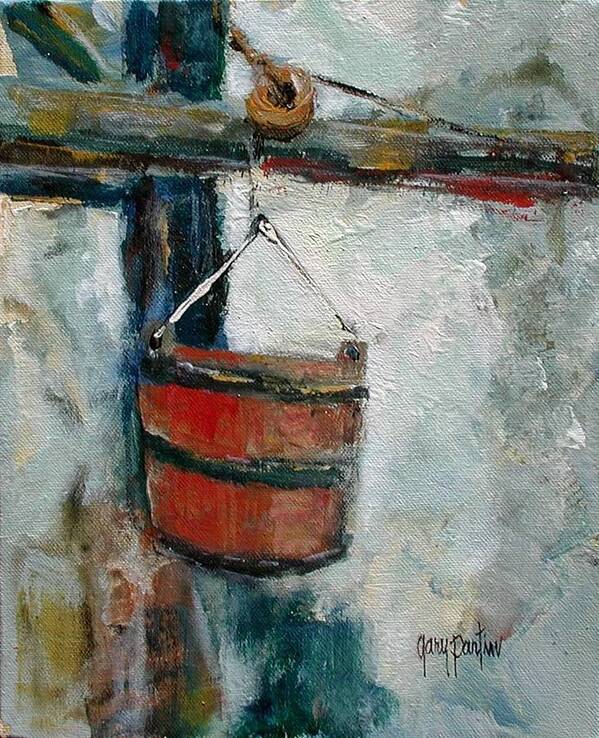 Water Well Poster featuring the painting Old Well Bucket by Gary Partin