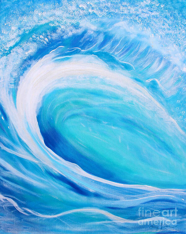 Wave Poster featuring the painting Pipeline by Stacey Zimmerman