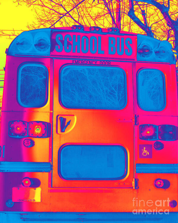 Bus Poster featuring the photograph School Bus Back Altered by Susan Stevenson