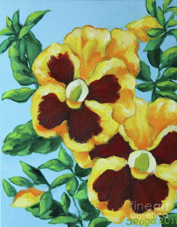 Pansy Poster featuring the painting Summer pancies by Inese Poga