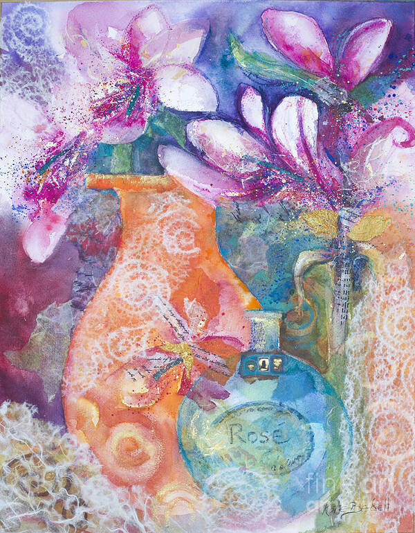 Flowers Poster featuring the mixed media Summer Wine by Kate Bedell