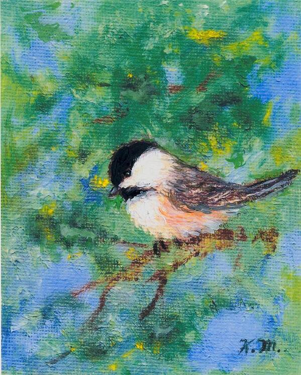 Chickadee Art Poster featuring the painting Sunny Day Chickadee - Bird 2 by Kathleen McDermott