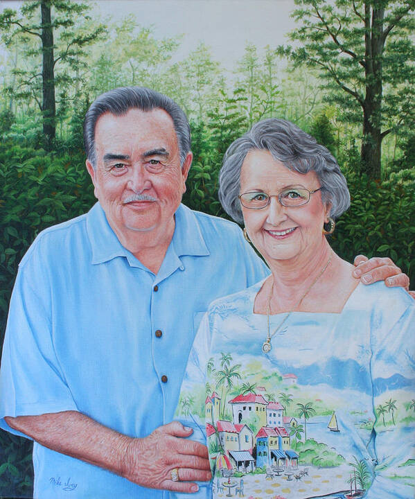 Portraits Poster featuring the painting The Armstrongs by Mike Ivey