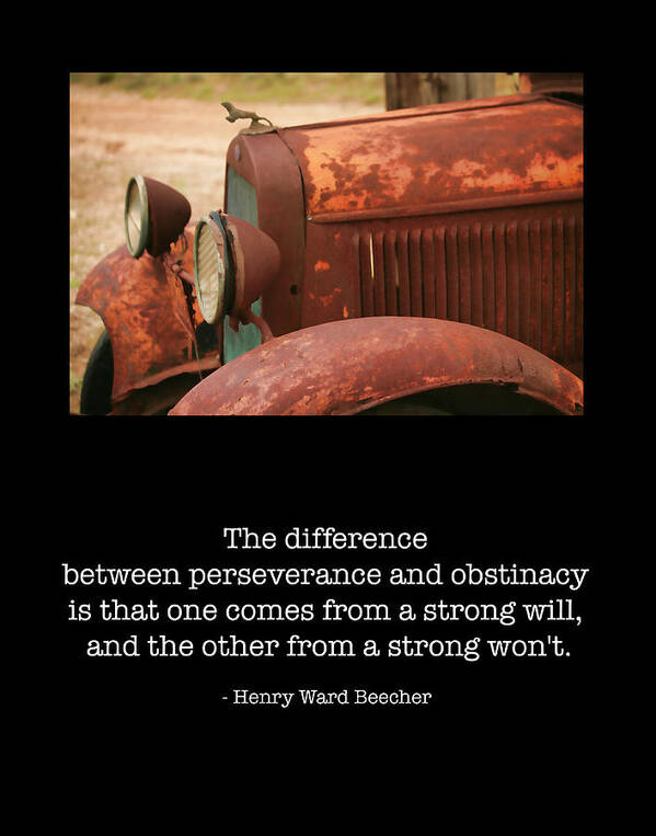 Rusty Old Car Poster featuring the photograph The Difference by Bonnie Bruno