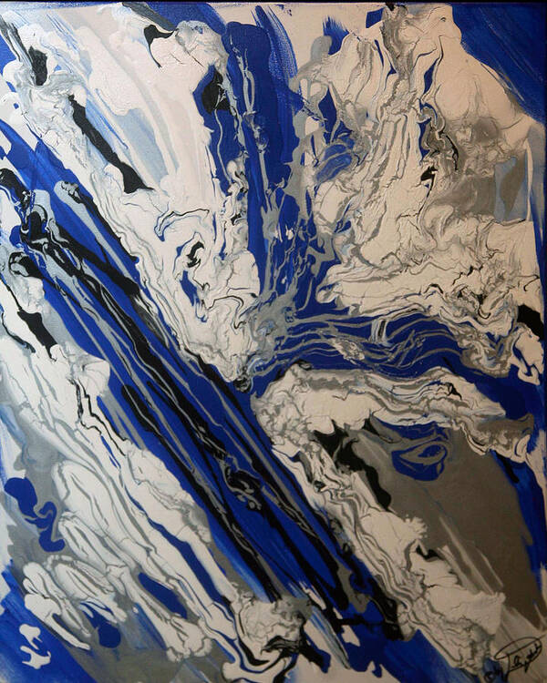 Blue Poster featuring the mixed media Untitled by Artista Elisabet
