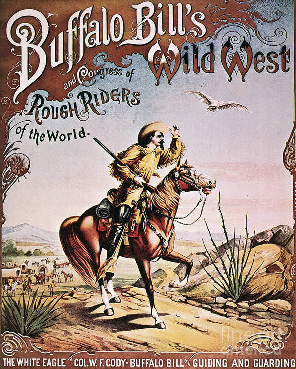 1893 Poster featuring the drawing Buffalo Bill Poster, 1893 #4 by Granger