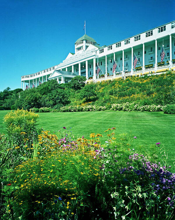 Grand Hotel From Tea Garden Poster featuring the photograph Grand Hotel from Tea Garden #1 by Kris Rasmusson