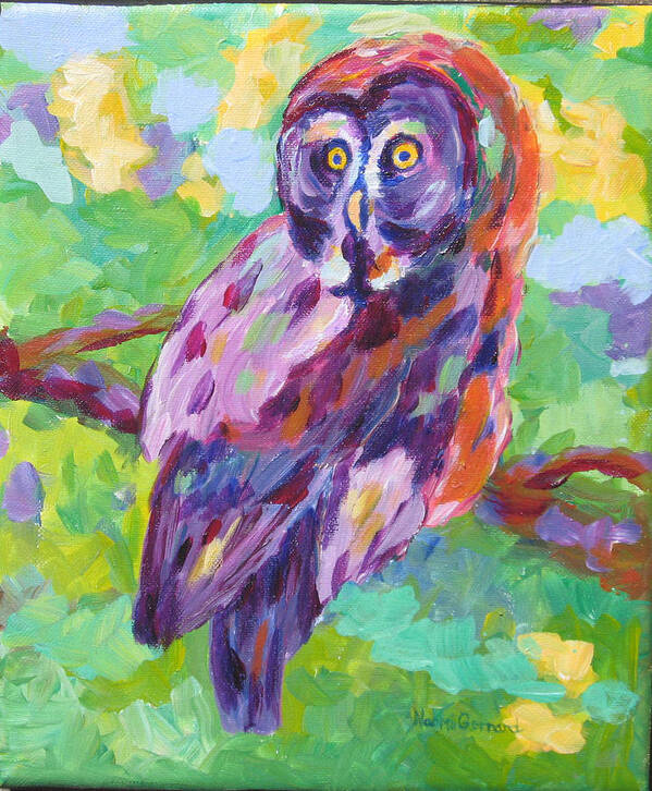 Owl Poster featuring the painting Great Gray owl #1 by Naomi Gerrard