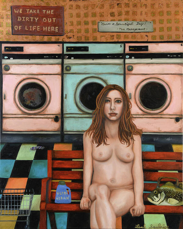 Nude Poster featuring the painting Laundry Day 8 #2 by Leah Saulnier The Painting Maniac