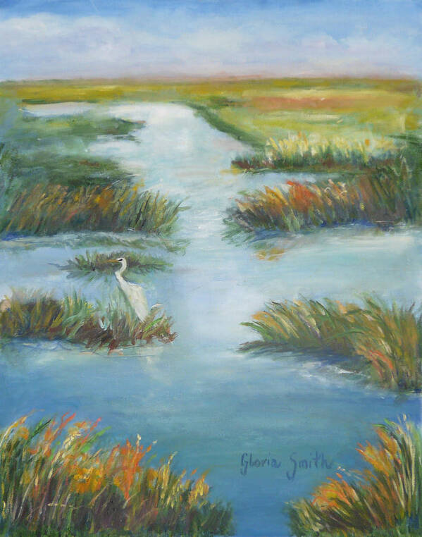 Landscape Poster featuring the painting Lowcountry Marsh by Gloria Smith
