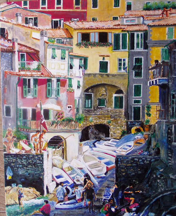 Paesaggio Poster featuring the painting Marina di Tellaro #1 by Sandro Cervini